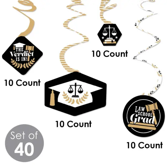 Big Dot of Happiness Law School Graduation Decoratioins Hanging Swirls - Set of 40 {6}