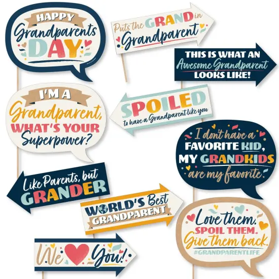 Big Dot of Happiness Funny Happy Grandparents Day - Grandma & Grandpa Party Photo Booth Props Kit - 10 Piece {1}