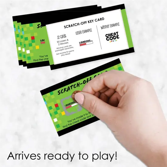 Big Dot of Happiness Game Zone - Pixel Video Game Party or Birthday Party Game Scratch Off Cards - 22 Count {3}