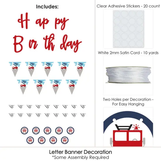 Big Dot of Happiness Fired Up Fire Truck - Firefighter Firetruck Birthday Party Letter Banner Decor -36 Banner Cutouts & Happy Birthday Banner Letters {6}