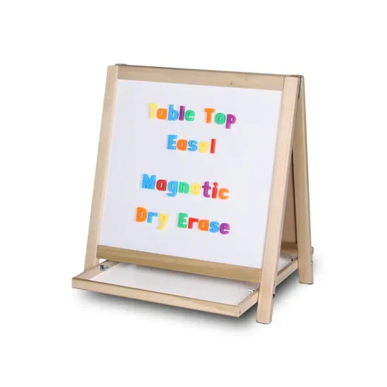 Magnetic Table Top Easel White Dry Erase/Black Chalkboard, 19.5"H x 18"W {4}