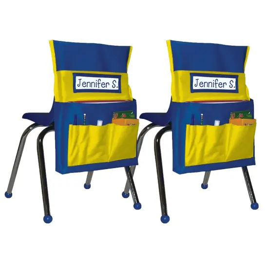 Chairback Buddy&trade; Pocket Chart, Blue/Yellow, Pack of 2 {1}