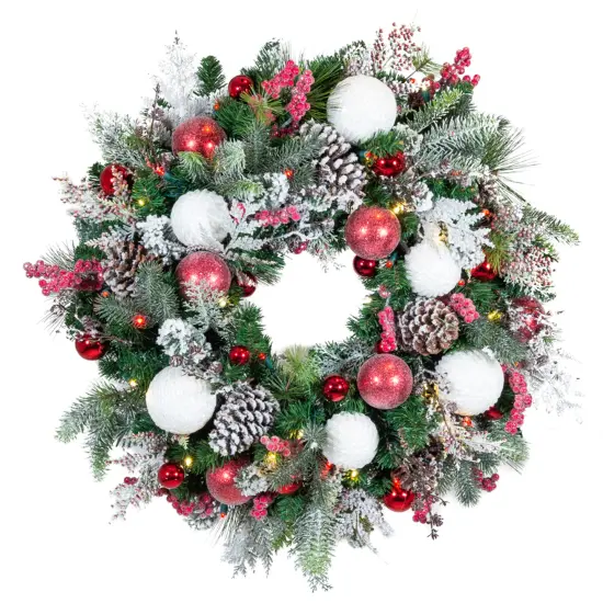 30 in. Lighted Christmas Wreath - Frosted Wonderland {1}