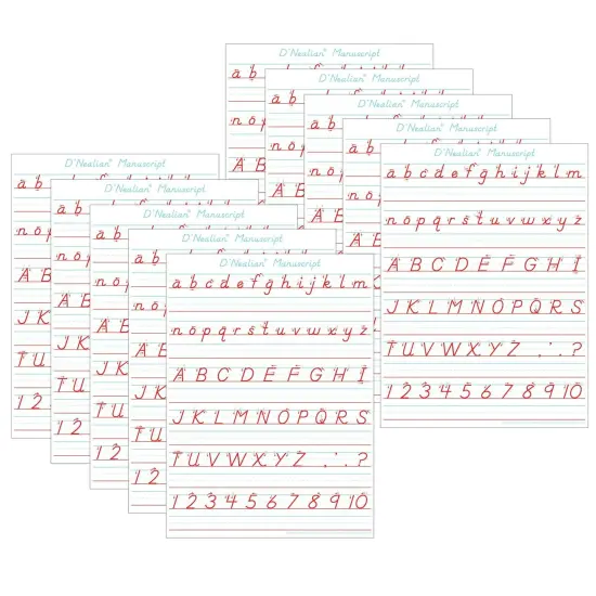 Smart Poly&reg; PosterMat Pals&trade; Space Savers, 13" x 9-1/2", D'Nealian Manuscript, Pack of 10 {1}