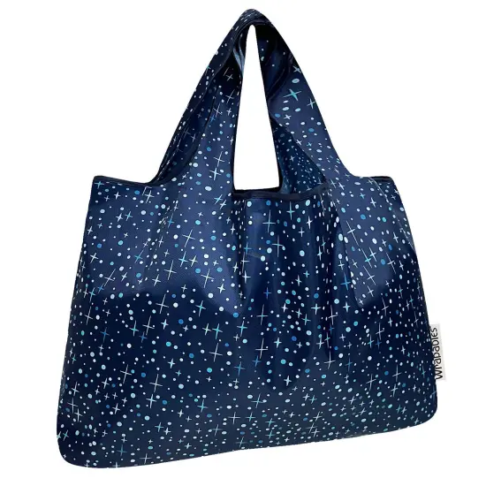 Wrapables Large Foldable Tote Nylon Reusable Grocery Bags, Twinkling Stars {1}