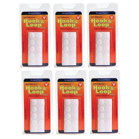 Hook & Loop Coins, 5/8", 15 Per Pack, 6 Packs {1}