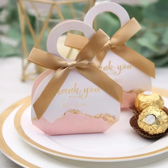 50 Pink Wedding & Party Favor Gift Boxes with Ribbons {3}