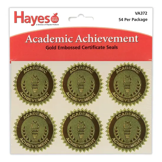 Gold Foil Embossed, Academic Achievement, Certificate Seals, 54 Per Pack, 3 Packs {2}