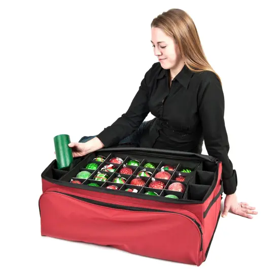 72 (3 in.) Christmas Ornament Storage Box with Side Pockets {2}