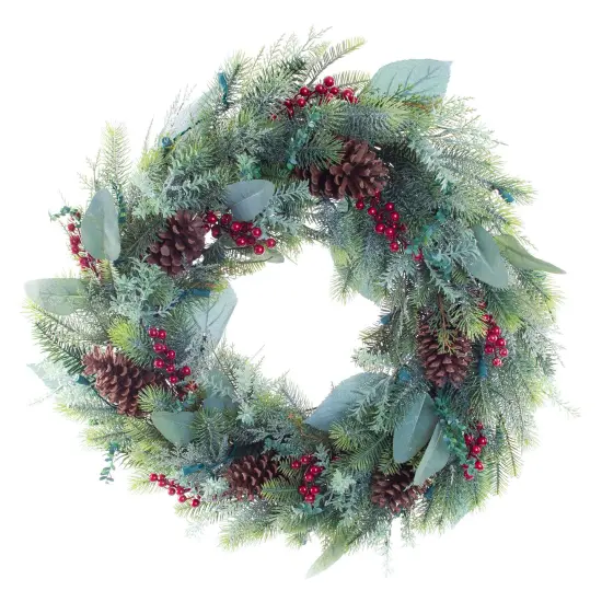 Lighted Christmas Wreath - Winter Frost {1}