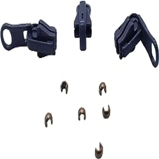 ZipperStop Wholesale Distributor YKK Zipper Repair Kit Solution, YKK #5 Molded Reversible Fancy Pulls Vislon Slider Made in USA - 3 Pulls Per Pack (Navy 3pcs) {1}