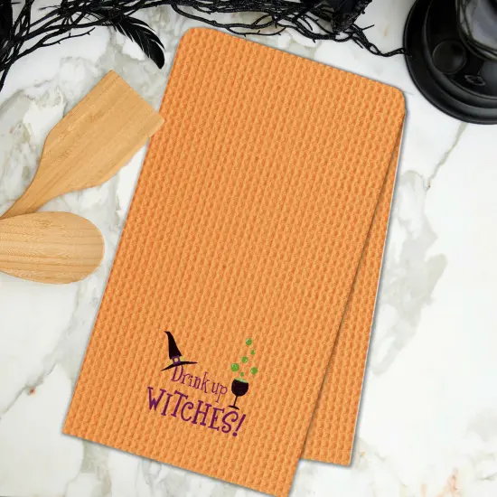 Drink Up Witches Halloween Cotton Waffle Weave Kitchen Towel {3}