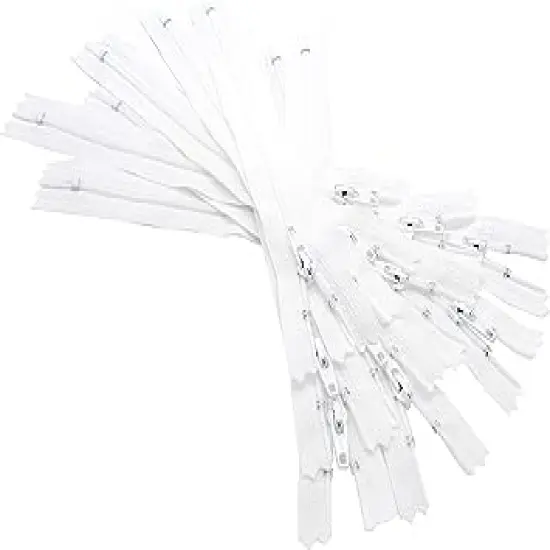 YKK Zippers White Color 12 Inch Number 3 Nylon Coil Set of 12 Pieces {1}