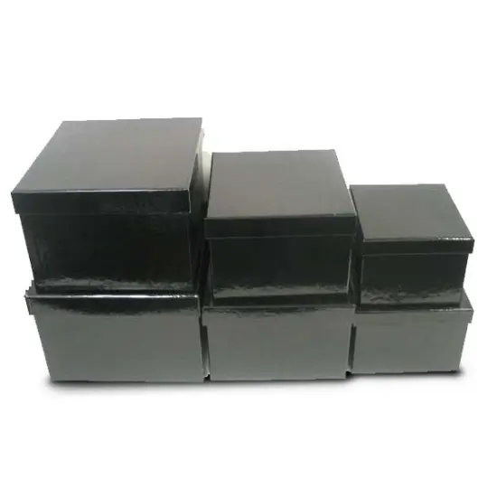 Square Gift Box Set of 6 - Classic Glossy Black Finish {1}