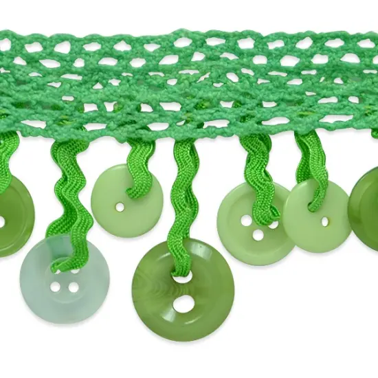 Ella Crochet Button Fringe Trim Lime Multi Colored {1}