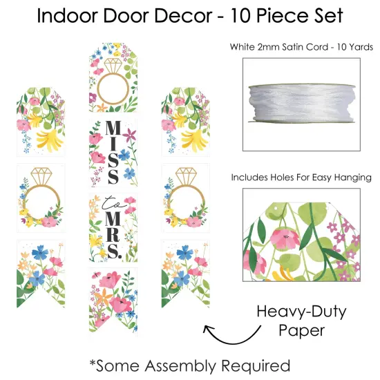 Big Dot of Happiness Wildflowers Bride - Hanging Vertical Paper Boho Floral Bridal Shower and Wedding Party Wall Decoration Kit - Indoor Door D&eacute;cor {6}
