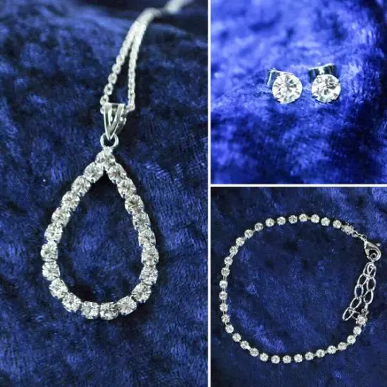 Rhinestone Drop Fashion Jewelry Set of 3 {1}