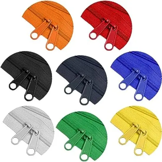 YKK Double Slide Zipper YKK #4.5 Coil with Two Long Pull Head to Head Closed Ended on Both Sides Made in USA (30 Inch, Mixed 8 Colors) {1}