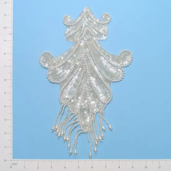 Vintage Oriental Teardrop Applique/Patch Ivory {1}