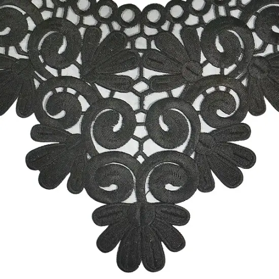 Edna Floral Embroidery Collar 12" X 10" Black {3}