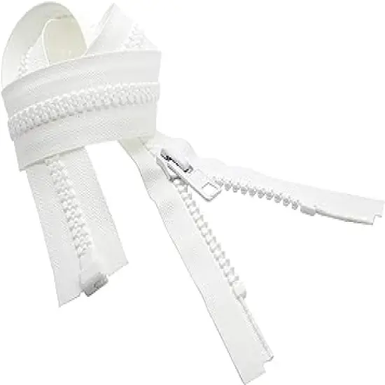 YKK #10 Heavy Duty Vislon Molded Plastic Marine Separating Zipper - Color White - Select Length - 1 Zipper Per Pack (68") {1}