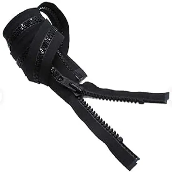 YKK #10 Heavy Duty Vislon Molded Plastic Marine or Jacket Separating Zipper - Choose Your Length - Color: Black - Made in The United States (1 Zipper Per Pack) (80" Inches) {1}