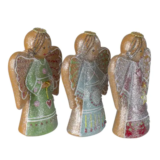Northlight Glitter Dusted Gingerbread Christmas Angels - 6" - Set of 3 Brown {3}
