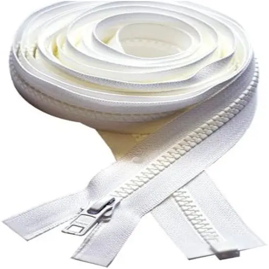 YKK® 90”–160” Zipper ~ Long Arm Quilting Machine Zipper ~ YKK #5 Molded Plastic ~ Separating Color Black or White (1 Zipper/Pack) (145 inch, White) {1}