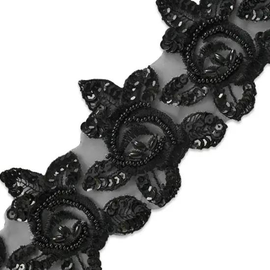 Vintage Rose Lace Trim Black {1}