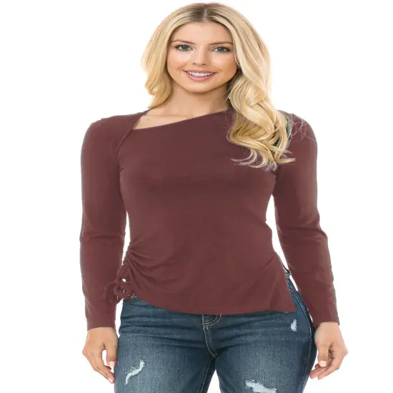 Womens Knit Long Sleeve TOP | RADYAN&reg; Rust {5}
