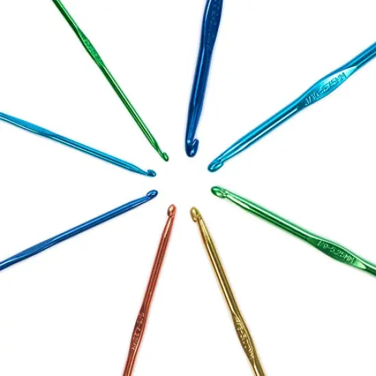 Crochet Set Alum Sz Notion, Hook sizes: 3.125-6.5 mm, US D-K, Assorted {1}