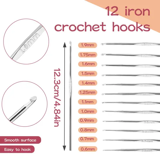 96 Pieces Crochet Hooks Kit, Crochet Needles Set with Storage Bag, Aluminum Crochet Hooks with Stitch Markers and Large-Eye Blunt Needles for Experienced Crochet Hook Lovers {5}