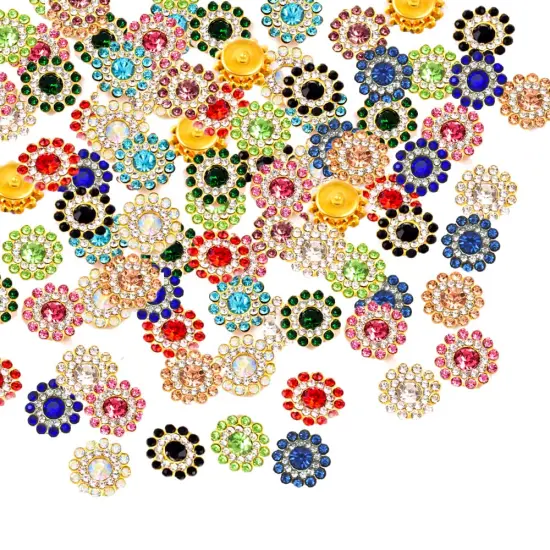 200 Pieces 14mm Flower Shape Claw Cup Sew on Rhinestone Button, Crystal Glass Buttons for Jewelry Making, Clothes, Furniture, Earring, Garment Apparel and DIY Accessories Decoration {2}
