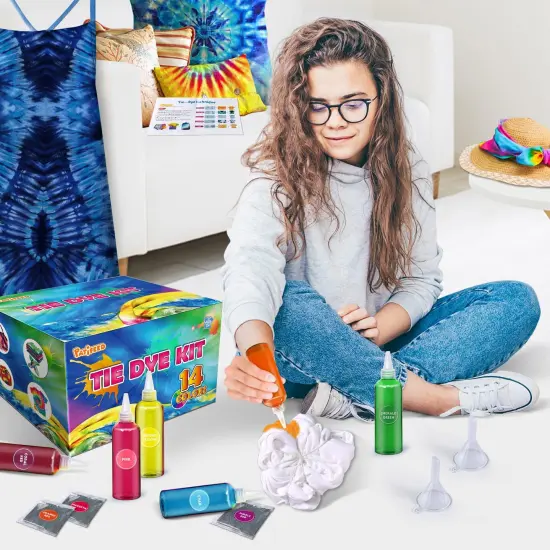 Tie Dye Kit 14 Colors Tie Dye Kit for Large Groups, Christmas Colors Tie Dye for Kids, Non Toxic Permanent Fabric Dye Summer Activities for Kids, Adults, Large Groups, Handmade Party {3}