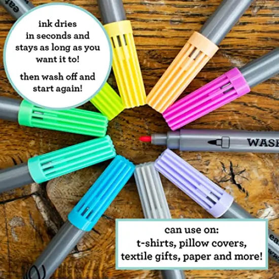 10 Pieces Original Doodle Wash-Out Fabric Marker SetDouble-Ended Felt Tip Markers: Pastel Colors {6}