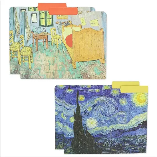 12x Van Gogh Decorative File Folder Letter Size 1/3 Cut Manilla Organizer {2}