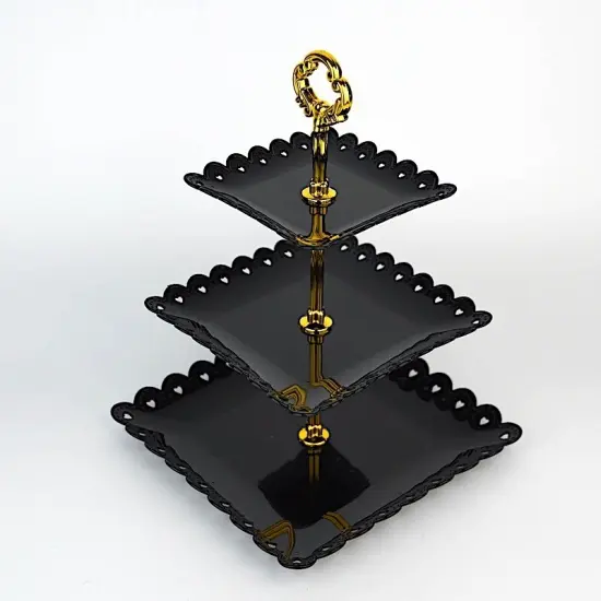 3 Tier Plastic Cupcake Holder Black {4}