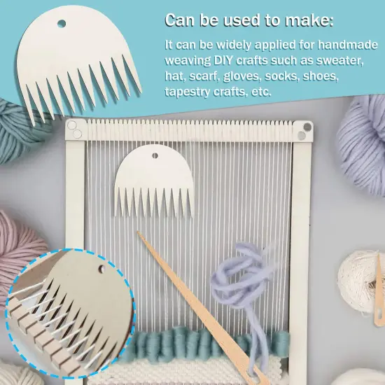 Wood Weaving Tools Set, with Crochet Needle and Comb Wooden Shuttles Stick for Inkle Loom Knitted DIY Craft Supplies {5}