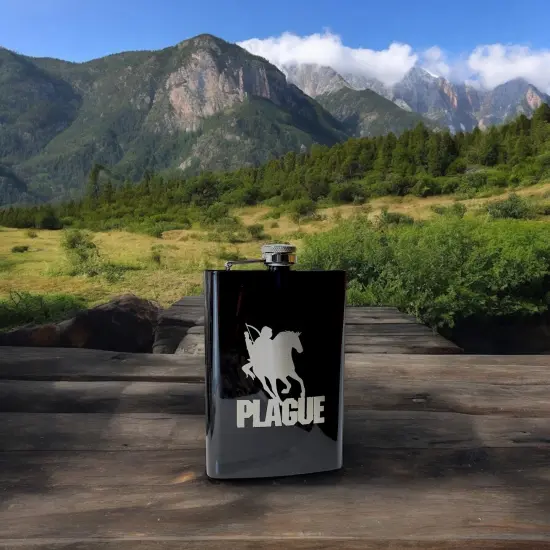 8oz BLACK Plague Four Horsemen of the Apocalypse Flask {5}