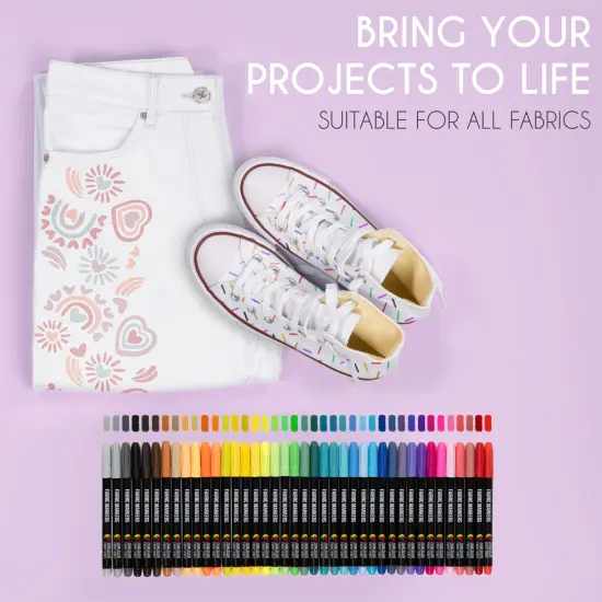 40 Fabric Markers Pens Set - Non Toxic, Indelible and Permanent Fabric Paint - Fine Point Tip Textile Marker Pen {3}