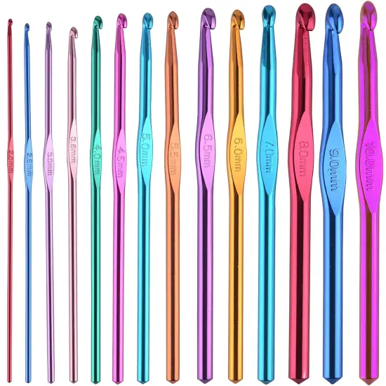 14 Pieces Crochet Hook Knitting Needle Set - Crochet Needles for Crocheting Yarn Clover Crochet Hooks Crochet Accessories (2-10mm) - Adults Craft Supplies and Tools Clover Crochet Hooks {2}
