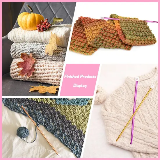 6 Sizes Tunisian Crochet Hooks Set-Long Afghan Tunisian Crochet Hooks-Beginners Crochet Hook Set Aluminum Crochet Needles for Crocheting Knitting Crochet Supplies (Stitches Won't Slip Off) {4}