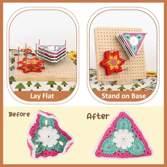 Stainless Steel Rod Pins for Blocking Board, Knitting & Crochet Supplies Blocking Pins Kit, 20pcs Metal Pegs Length 5.90" with Yellow Box for Blocking Mats Granny Squares Small Projects {4}