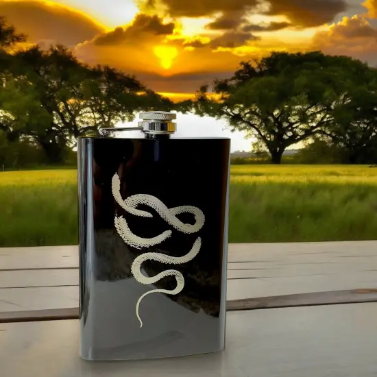 8oz Snake Coil Black Flask {3}
