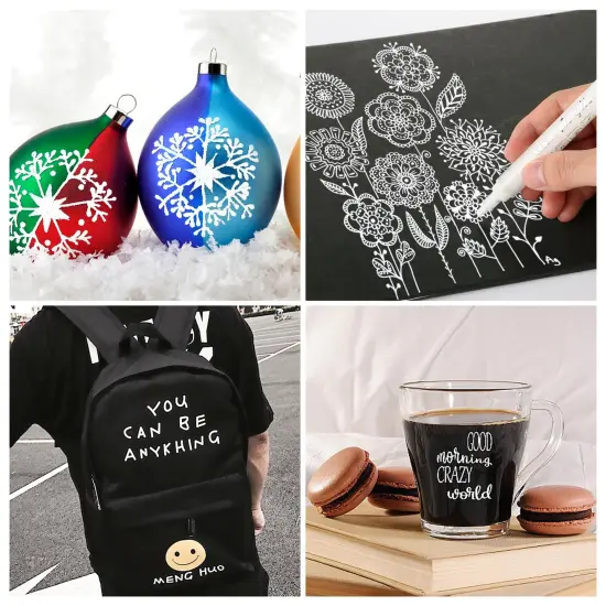 8 Pieces Acrylic White Paint Pens - 2-3MM Medium Tip & 0.7MM Extra Fine White Paint Marker for Rock Painting, Wood, Metal, Fabric, Plastic, Canvas, Glass, Ceramic, Diy Crafts {6}