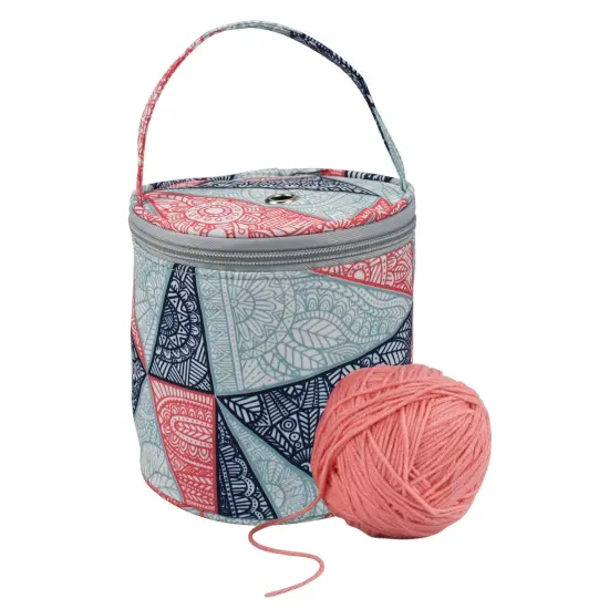Small Yarn Storage Bag, Mini Knitting Bag Yarns Drum Case for Carry Yarn Ball, Crochet Kits, Knitting Supplies and Sewing Accessories, for Beginner, Crocheter and Crafter, Blue {2}