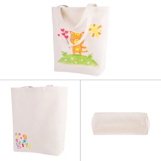 Natural Canvas Tote Bags DIY for Crafting and Decorating Reusable Grocery Washable Bag Shopping Bag 15H x 13W x 4D Inch (Natural) {4}