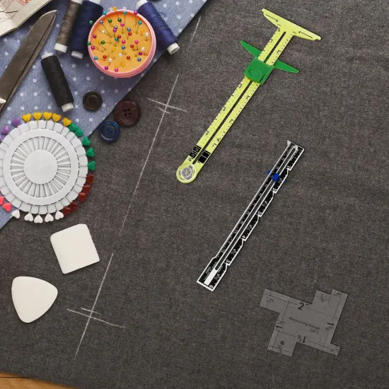 3 Pieces Seam Gauges for Sewing Fabric Hem Ruler T Shape Sewing Rulers 5 in 1 Sliding Gauge Sewing Tool for Knitting Crafting Sewing Beginner Supplies, 3 Styles {6}