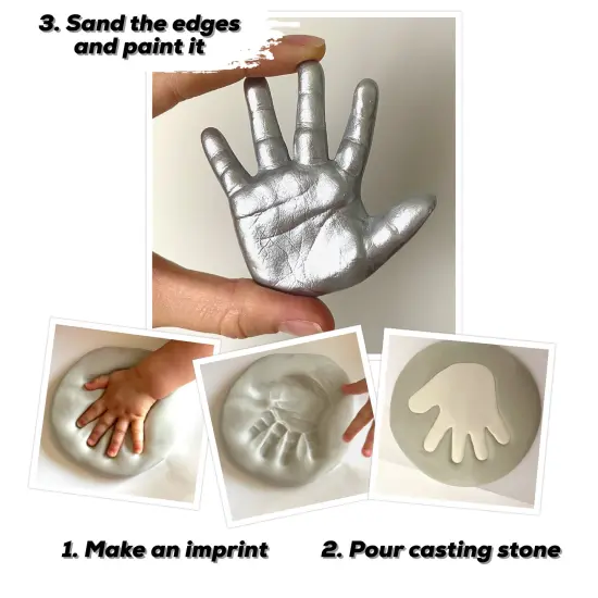 Sweet Memories baby hands and feet casting kit for babies 0-9 months old, makes 2-8 casts Silver {5}