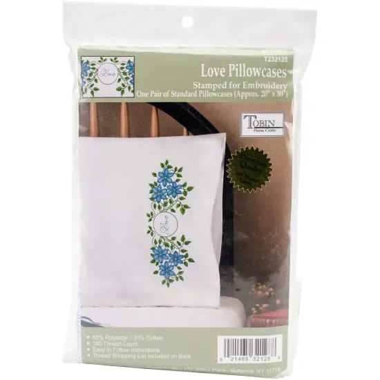 Tobin Stamped For Embroidery Pillowcase Pair 20"X30"-Love {1}